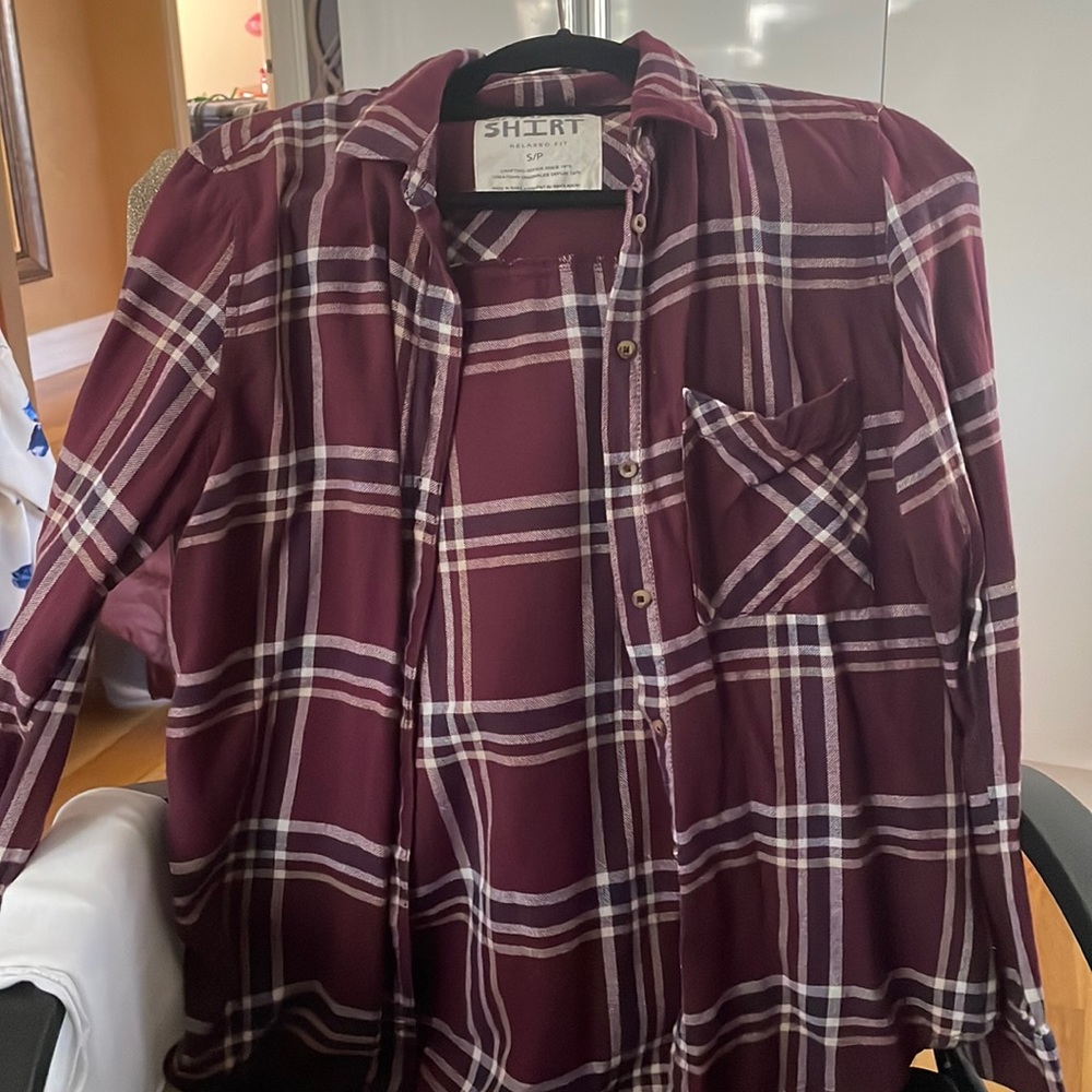 Maroon flannel from garage